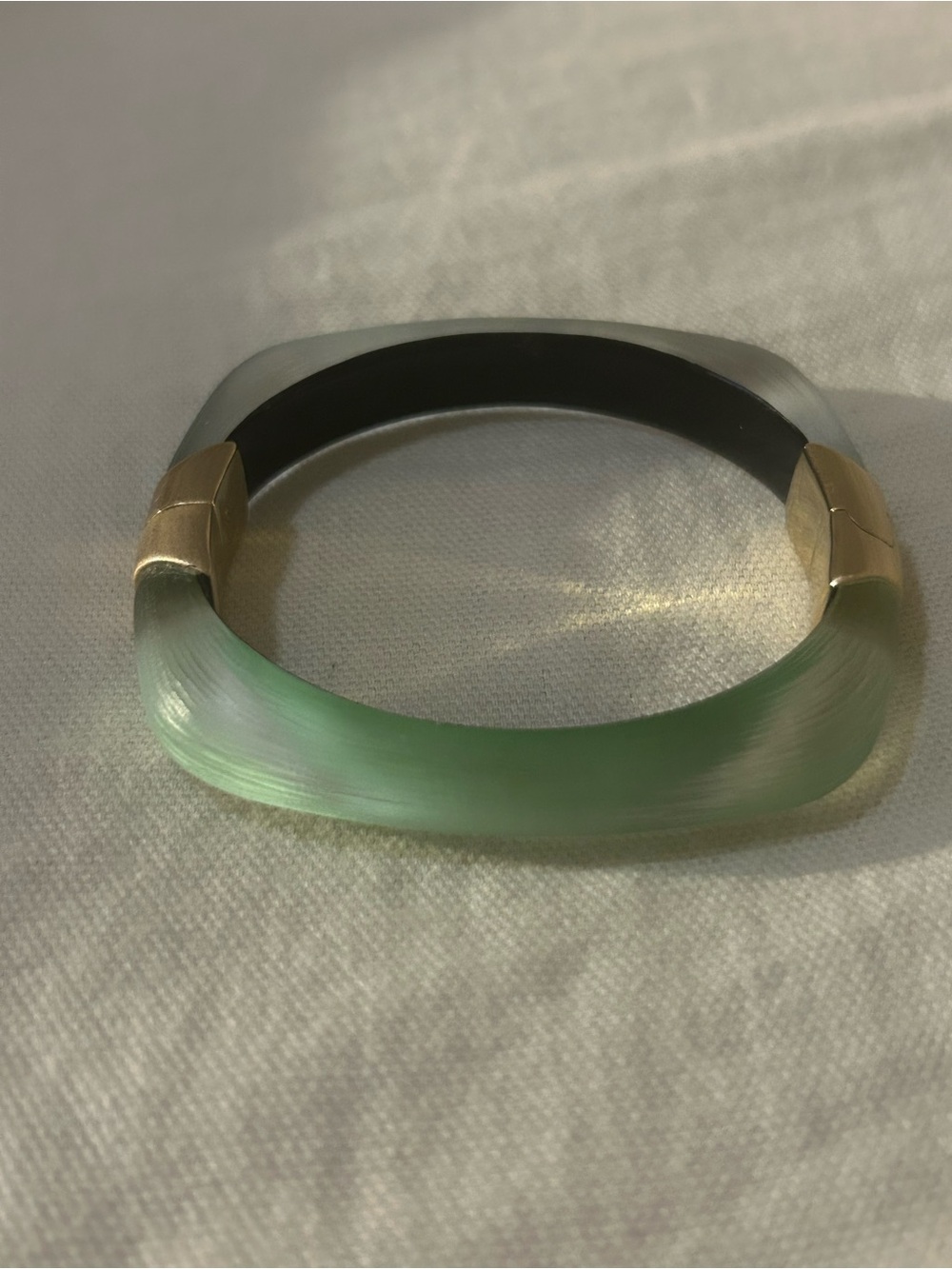 ALEXIS BITTAR TEAL Blue Green LUCITE Square HINGED BANGLE BRACELET